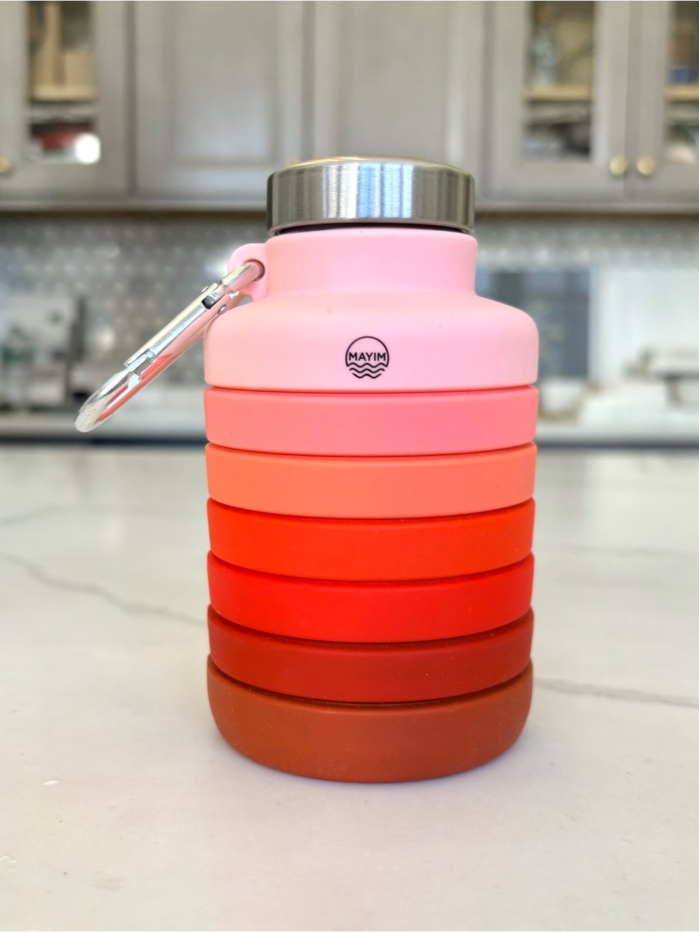 Free People Mayim 24oz Collapsible Carabiner Bottle - Coral
